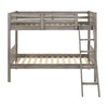 Twin Over Twin Bunk Beds Curved Headboards Ladder Straight Legs Taupe BM296681