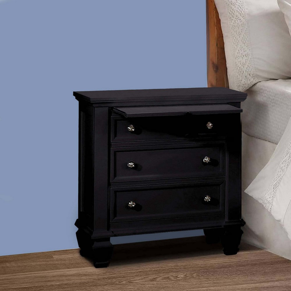 Lila Nightstand | 30" | Tray & Felt Drawer | Black Finish