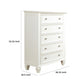 Lila 53 Inch Tall Dresser Chest 5 Drawers with Raised Panels White Wood By Casagear Home BM296707