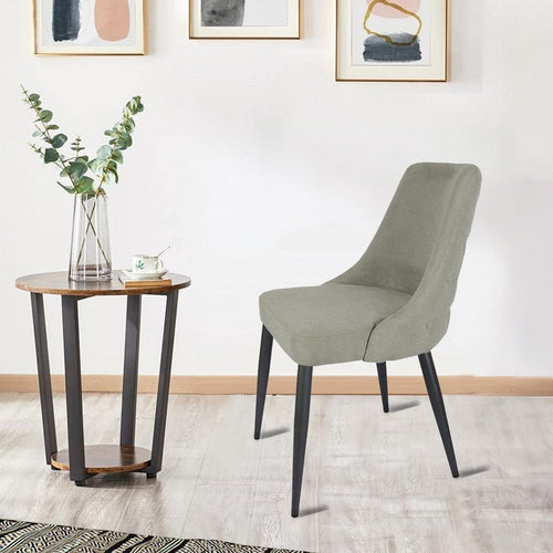 Glom 21 Inch Dining Chair, Set of 2, Off White Upholstery, Tufted Backrest