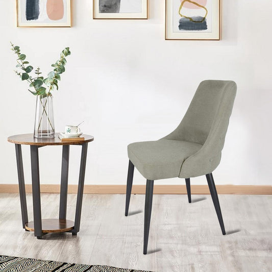 Glom 21 Inch Dining Chair, Set of 2, Off White Upholstery, Tufted Backrest