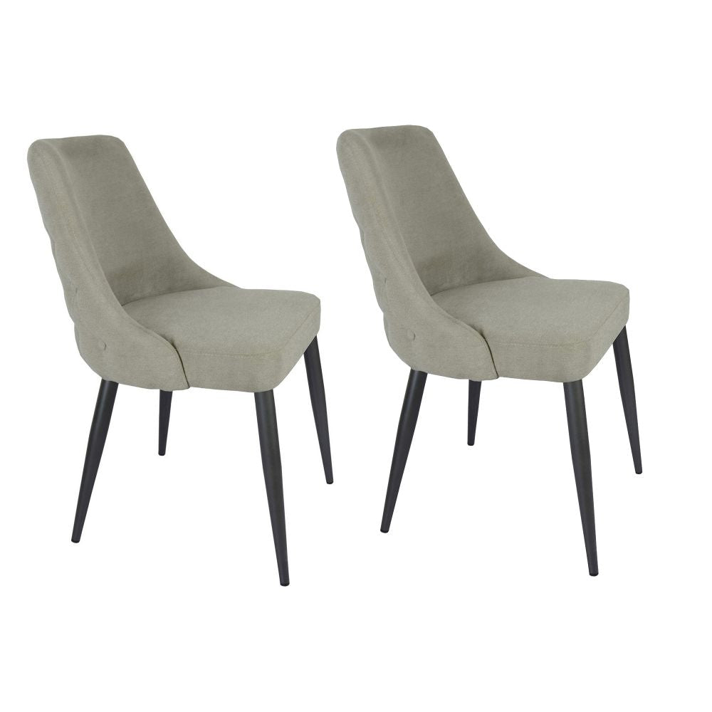Glom 21 Inch Dining Chair, Set of 2, Off White Upholstery, Tufted Backrest