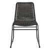 22 Inch Dining Chair Set of 2 Brown Rattan Woven Seat Black Metal Frame BM296726