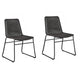 22 Inch Dining Chair, Set of 2, Brown Rattan Woven Seat, Black Metal Frame