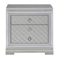 Axl 29 Inch 2 Drawer Nightstand USB Ports Embossed Mirror Trim Silver By Casagear Home BM296735