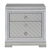 Axl 29 Inch 2 Drawer Nightstand USB Ports Embossed Mirror Trim Silver By Casagear Home BM296735