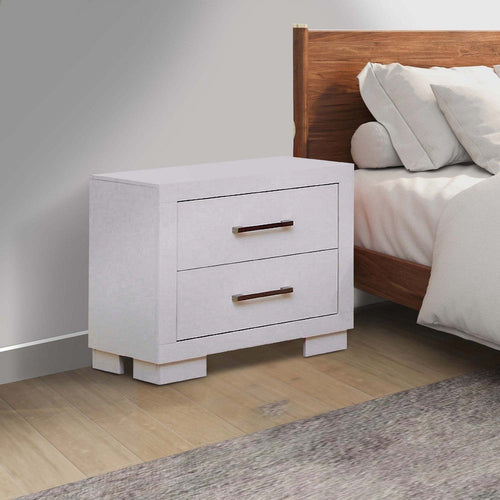 Bela Nightstand | 26" | 2 Drawers | Felt Lined | White & Silver