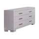 Bela 64 Inch Wide 6 Drawer Dresser, Felt Lined, Silver Handles, Crisp White