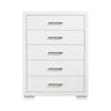 Bela 49 Inch Tall 5 Drawer Dresser Chest Felt Lined Silver Handles White