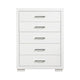 Bela 49 Inch Tall 5 Drawer Dresser Chest Felt Lined Silver Handles White