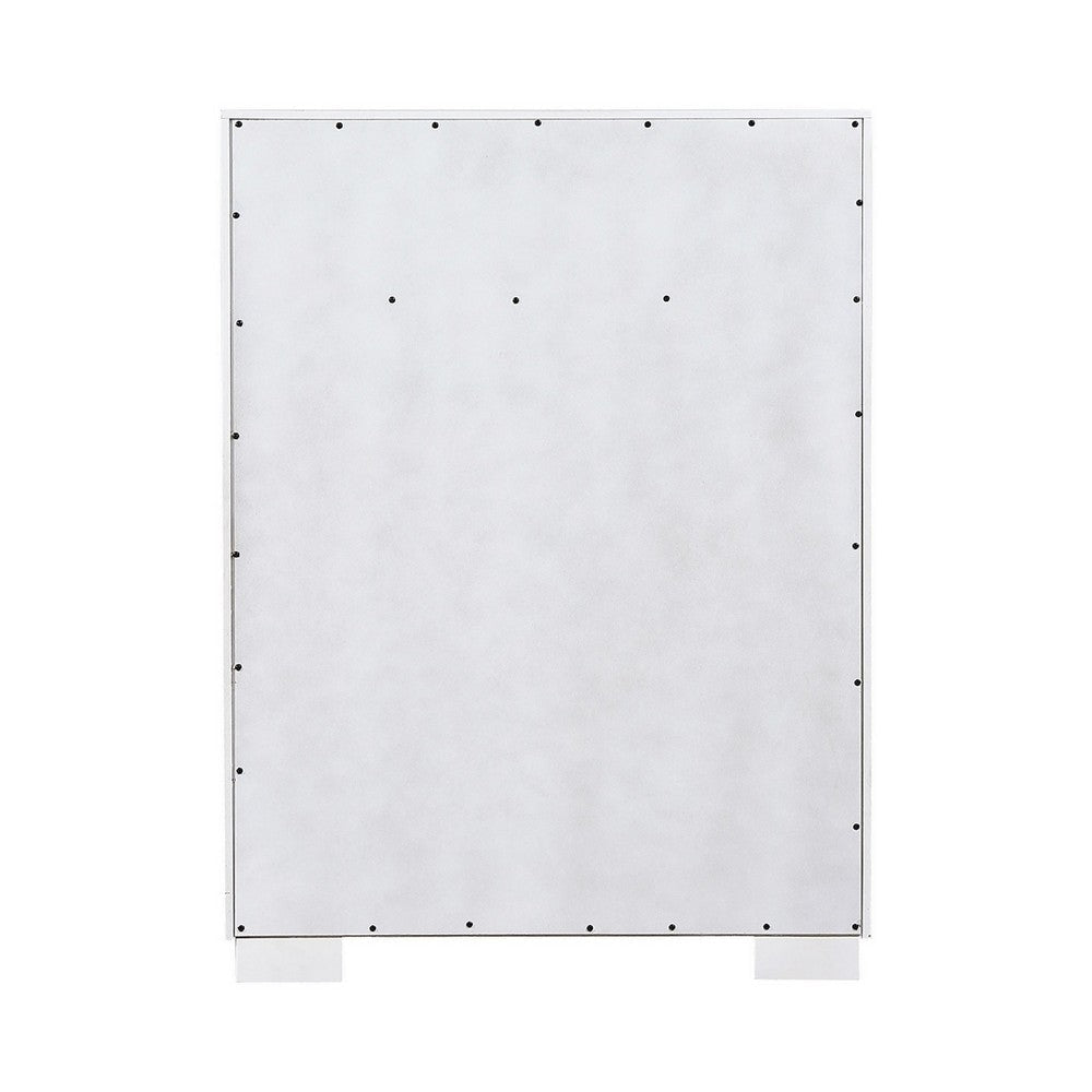 Bela 49 Inch Tall 5 Drawer Dresser Chest Felt Lined Silver Handles White