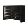 Ica 59 Inch Wide Dresser, 8 Chambered Drawers, Felt Lined, Modern Black