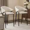 Fil Counter Stool Set of 2 | 27" | Sloped Arms | Beige Linen Upholstery
