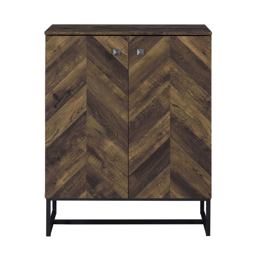 Akk 41 Inch 2 Door Accent Cabinet Console Sled Legs Chevron Wood Brown BM296782