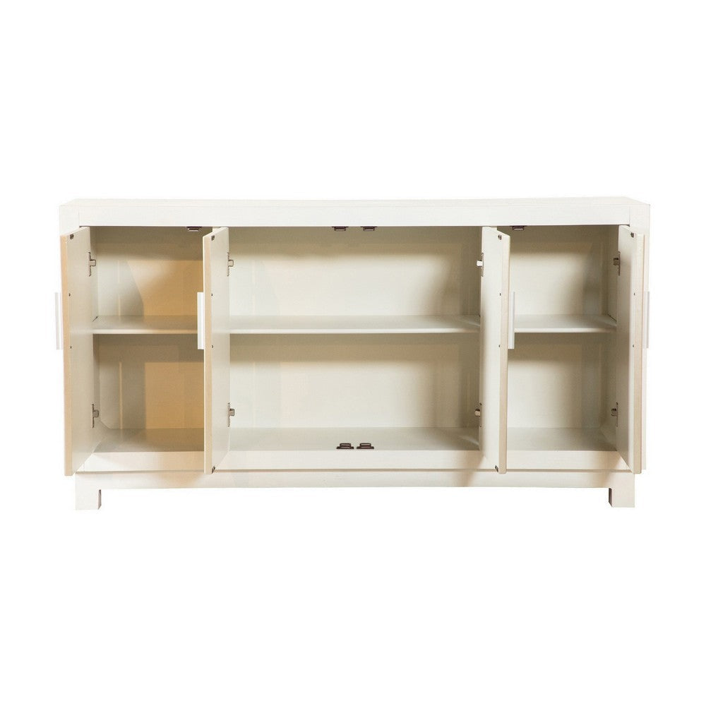 60 Inch Rustic 4 Door Sideboard Cabinet Console White Gold Front Pattern BM296785