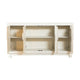 60 Inch Rustic 4 Door Sideboard Cabinet Console White Gold Front Pattern BM296785