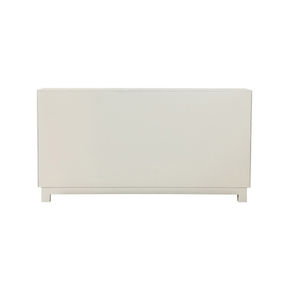60 Inch Rustic 4 Door Sideboard Cabinet Console White Gold Front Pattern BM296785