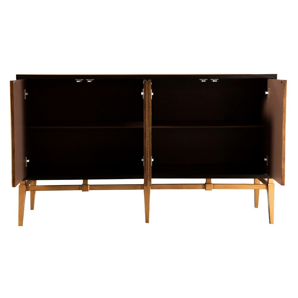 Col Sideboard Cabinet | 60" | 4 Doors | Vintage Gold | Brown Black