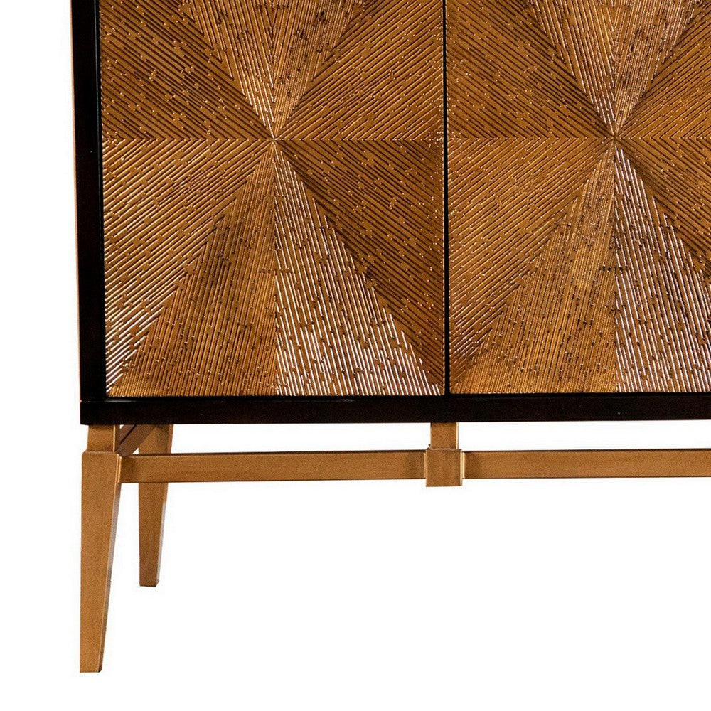 Col Sideboard Cabinet | 60" | 4 Doors | Vintage Gold | Brown Black