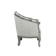 37 Inch Gray Oak Accent Chair Smooth Gray Linen Upholstery Button Tufted BM296813