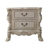 Aurora 32 Inch Classic Wood Nightstand, 2 Drawers, Subtle Carvings, White By Casagear Home