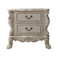 Aurora 32 Inch Classic Wood Nightstand 2 Drawers Subtle Carvings White By Casagear Home BM296829