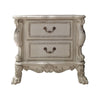 Aurora 32 Inch Classic Wood Nightstand 2 Drawers Subtle Carvings White By Casagear Home BM296829