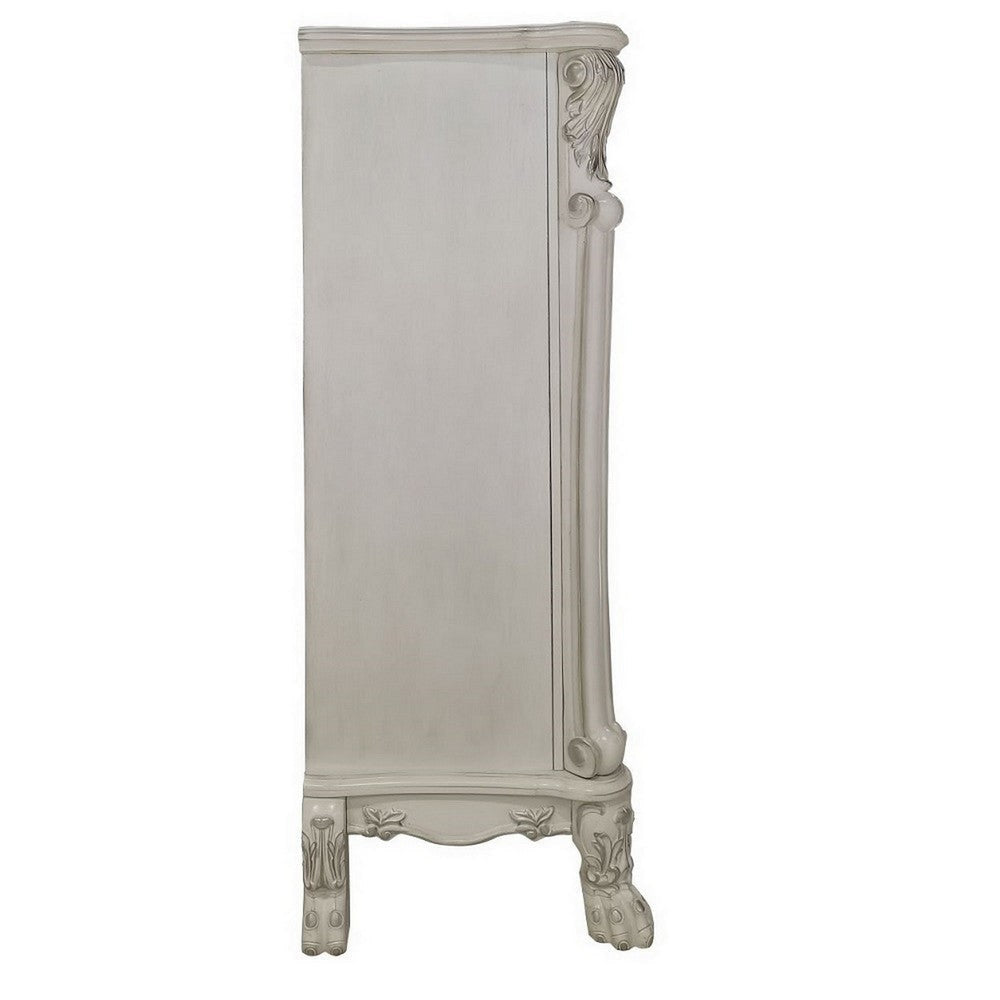 Aurora 55 Inch Carved Wood Chest 5 Drawers 2 Door Cabinet Bone White By Casagear Home BM296831