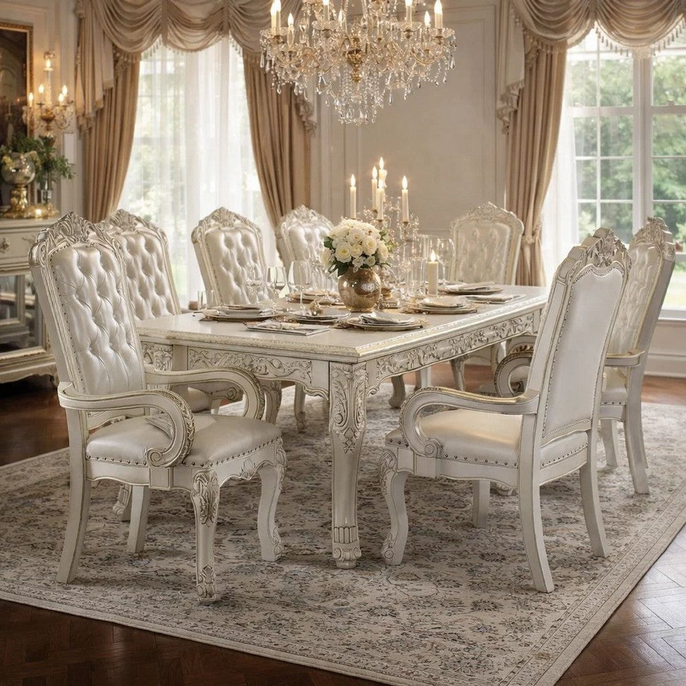 Aurora Office Chair | 27" | Tufted Faux Leather | Bone White