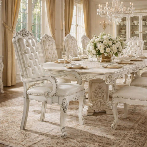 Aurora Office Chair | 27" | Tufted Faux Leather | Bone White