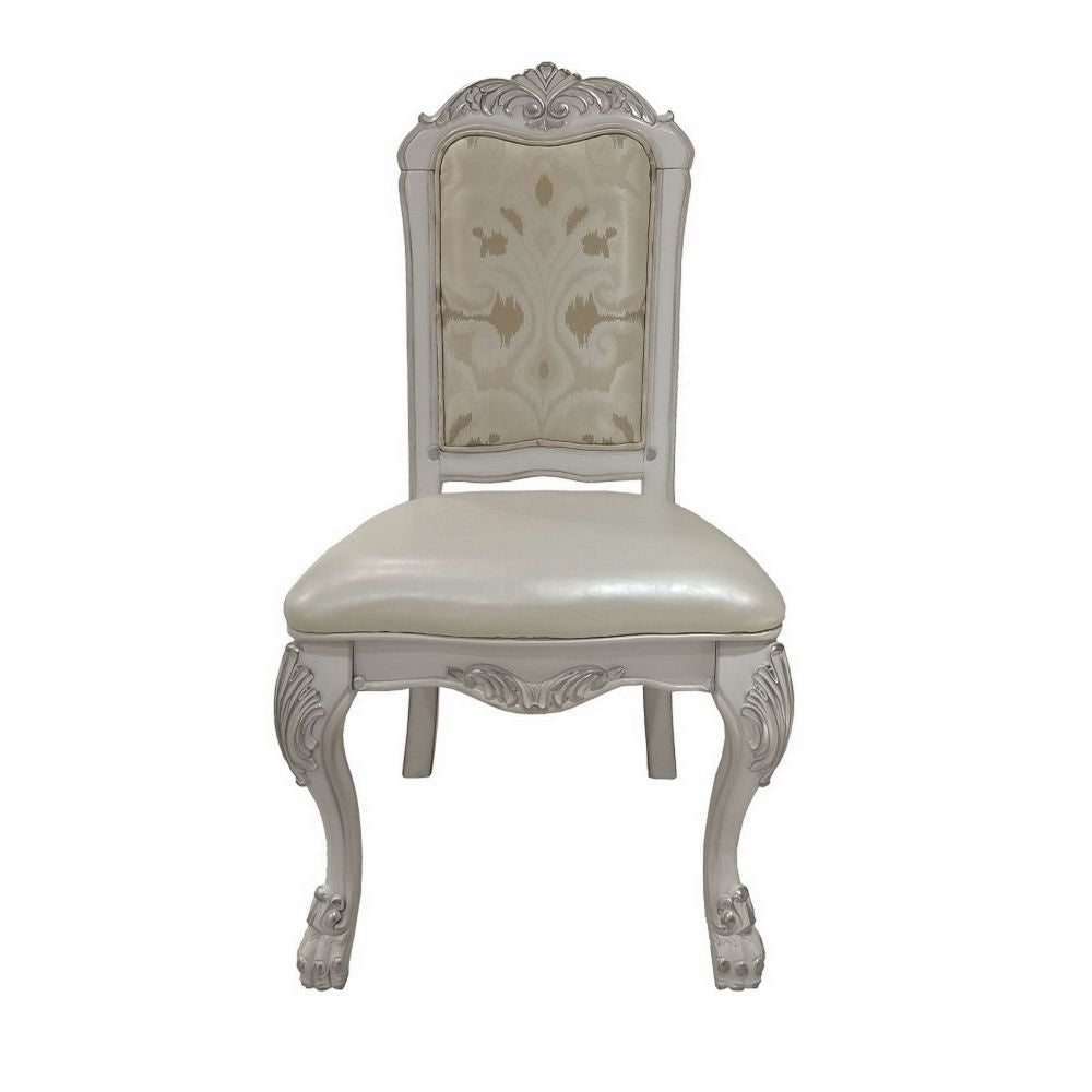 Aurora 23 Inch Set of 2 Classic Side Dining Chairs Bone White Faux Leather BM296839