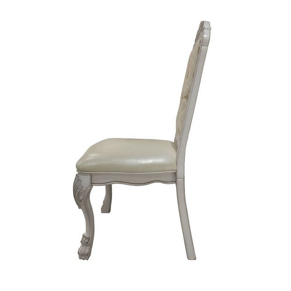 Aurora 23 Inch Set of 2 Classic Side Dining Chairs Bone White Faux Leather BM296839
