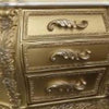 Vega 32 Inch Nightstand 3 Drawers Scrolled Elegant Gold Floral Motifs BM296857