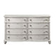 Spica 66 Inch Wood Dresser 8 Gliding Drawers Turned Legs Antique White BM296865