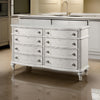 Spica 66 Inch Wood Dresser, 8 Gliding Drawers, Turned Legs, Antique White