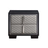Fiz 28 Inch Modern Nightstand Quilted Faux Leather Front Silver Black BM296867