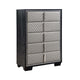Fiz 54 Inch 5 Drawer Tall Dresser Chest Quilted Silver Faux Leather Black BM296869