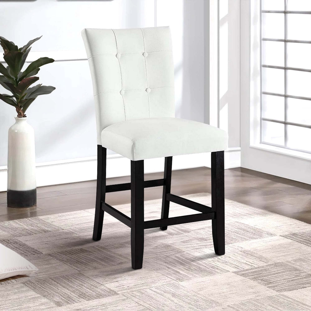 Nok Counter Chair Set of 2 | 25" | Tufted Back | White & Black