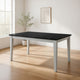 64 Inch Wood Rectangular Dining Table, Marbled Surface, Tapered Legs, White