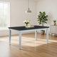 64 Inch Wood Rectangular Dining Table, Marbled Surface, Tapered Legs, White