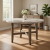 Dining Table | 52" | Round Wood | Marble Top | Brown Finish