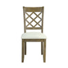 23 Inch Wood Dining Chair Set of 2 Cross Accent Backrest Padded Beige BM296881