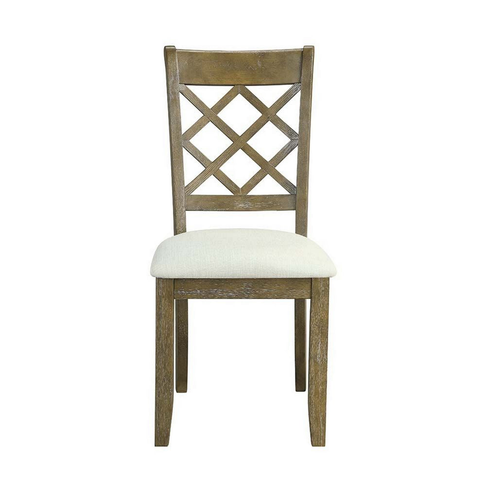 23 Inch Wood Dining Chair Set of 2 Cross Accent Backrest Padded Beige BM296881
