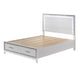 King Size Storage Bed, Elegant Silver Glitter Trim, LED Lit Headboard, White