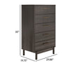 Dien 50 Inch Modern 5 Drawer Tall Dresser Chest Gray Gold Metal Handles By Casagear Home BM296896