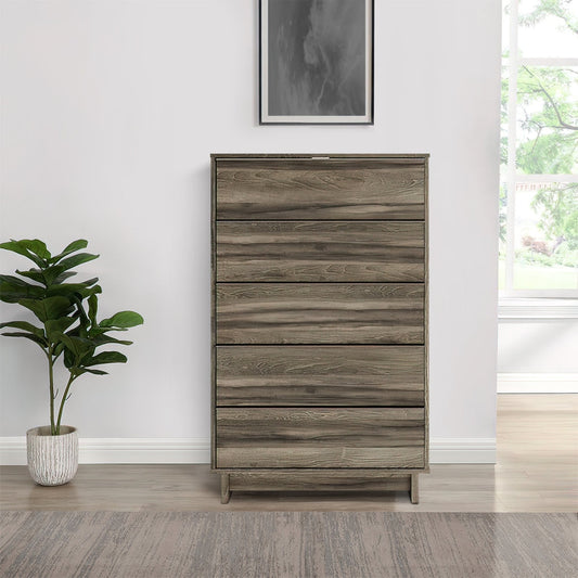 Tall Dresser Chest | 48" | 5 Drawers | Weathered Brown Frame