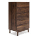 Kip Tall Dresser | 50" | 5 Drawers | Dark Brown | Gold Handles