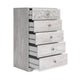 46 Inch 5 Drawer Modern Tall Dresser Chest Whitewashed Carved Design Wood By Casagear Home BM296907