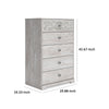 46 Inch 5 Drawer Modern Tall Dresser Chest Whitewashed Carved Design Wood By Casagear Home BM296907