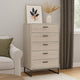 Zed Dresser Chest | 51" | 5 Drawers | Beige Wood | Black Base